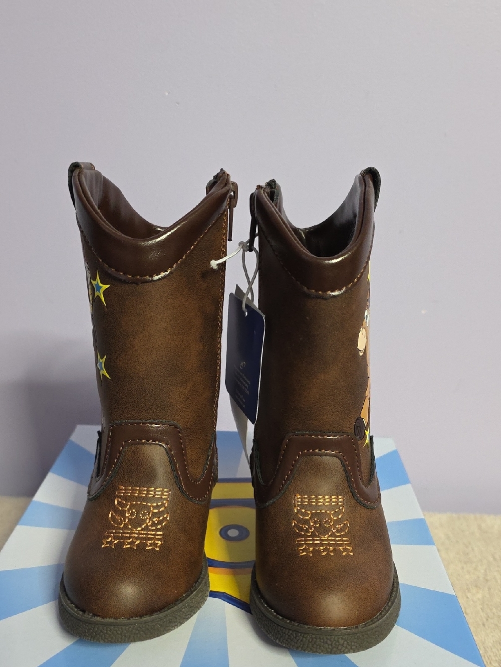 Disney Brown Kids Cowboy Boots with Woody Graphic - Picture 5 of 8